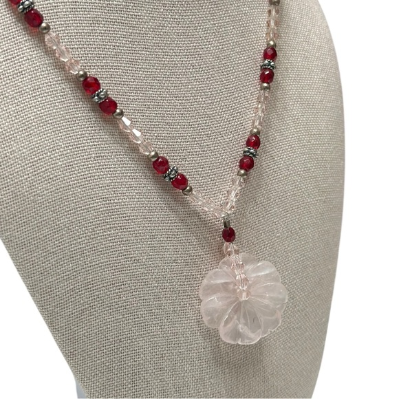 Genuine Rose Quartz Necklace Beaded - Picture 5 of 9